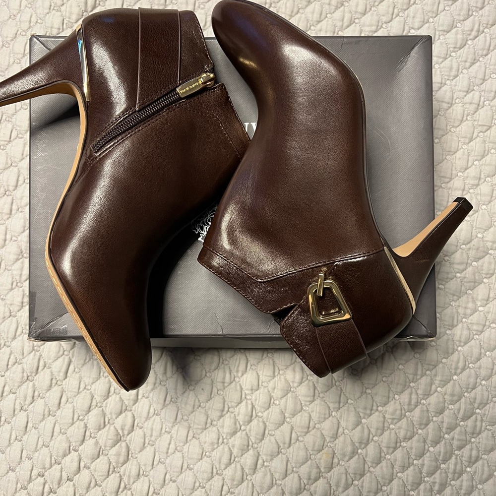 Vince Camuto Vernaya Rich Walnut Brown Leather Heels